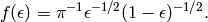 f(\epsilon) = \pi^{-1} \epsilon^{-1/2}(1-\epsilon)^{-1/2}.