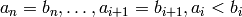 {a_n = b_n, \dots, a_{i+1} = b_{i+1}, a_i < b_i}